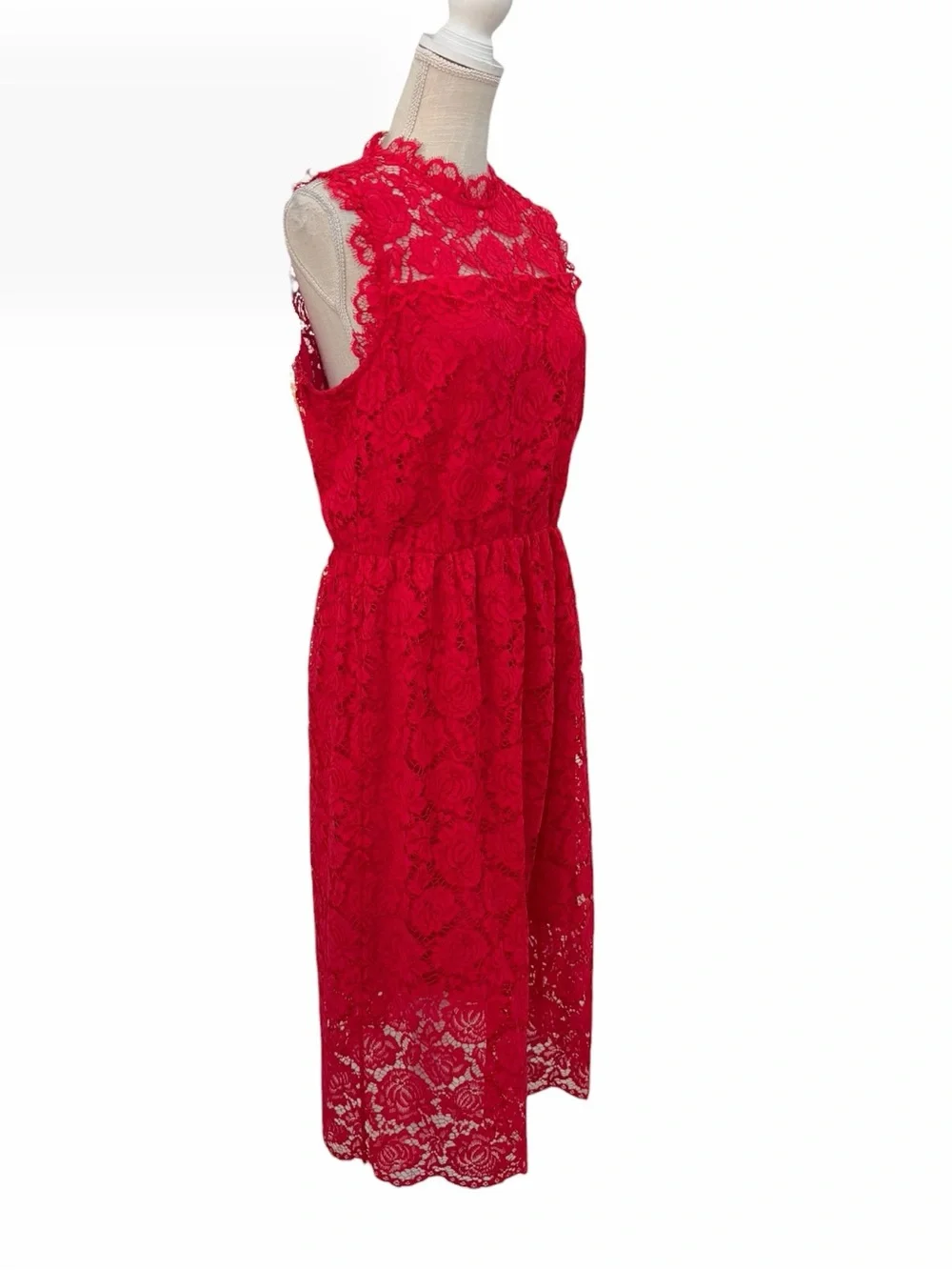Kate Spade New York Poppy Floral Lace Midi Dress Red Size 14